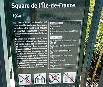 Square de I'Ile-de-France tourist information board