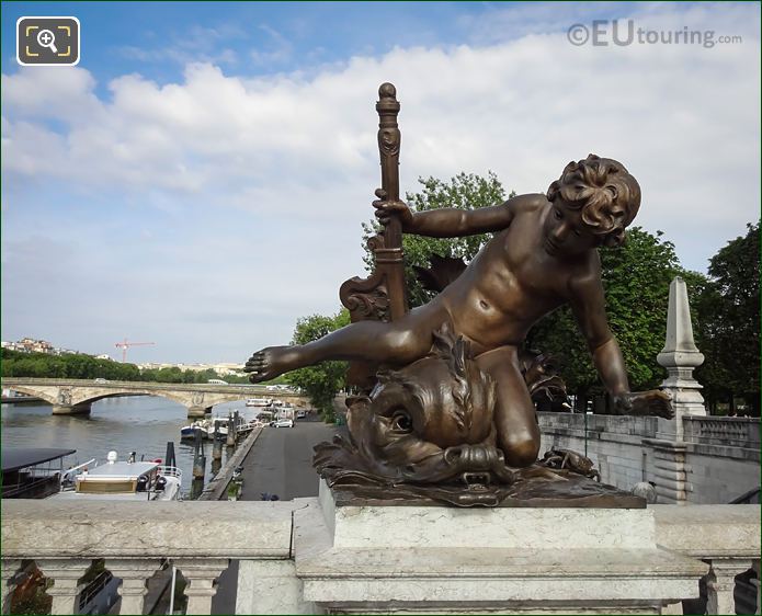 Child with Crab statue on balustrade