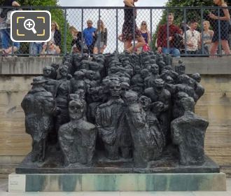 La Foule sculpture on stone bBase