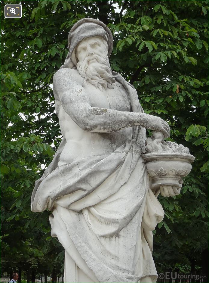 The sculpted upper body of L'Hiver statue