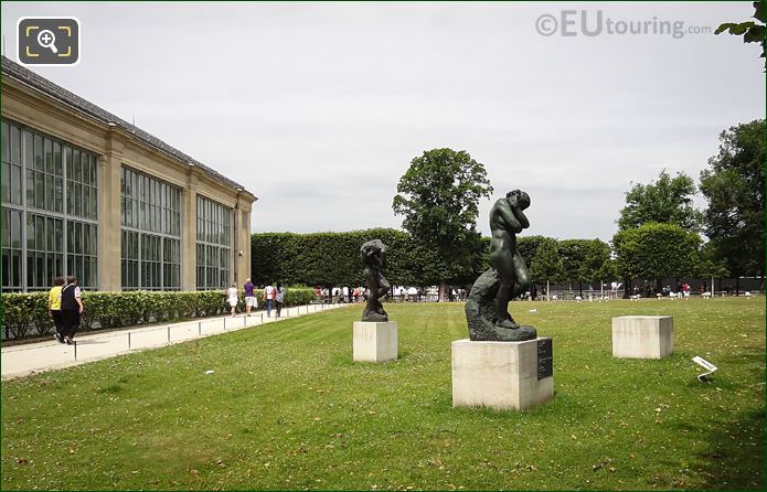 Tuileries Terrasse de l'Orangerie garden area with Meditation Avec Bras statue