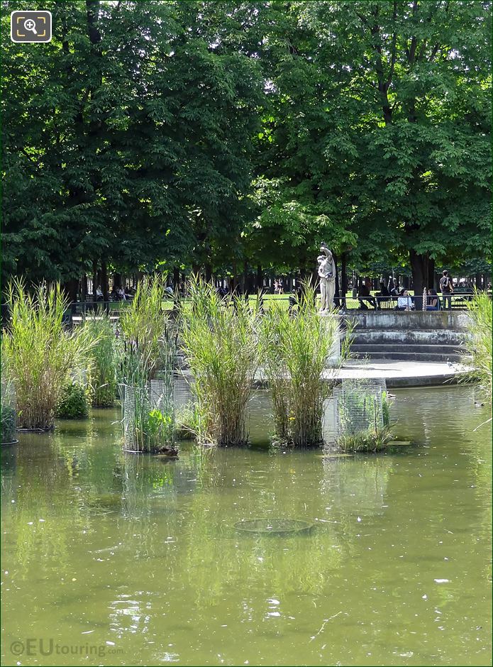 View over pond looking at Venus Callipyge statue