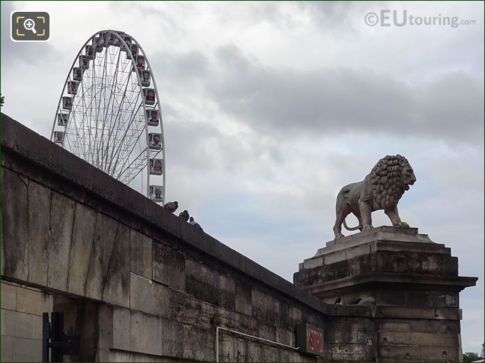 Tuileries NW wall and protector marble Lion Statue