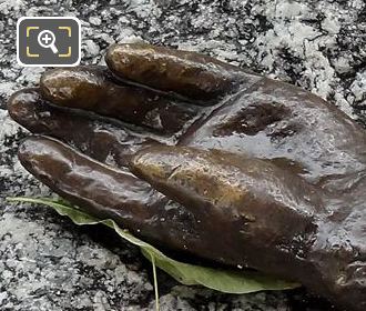 Bronze child's hand from The Welcoming Hands