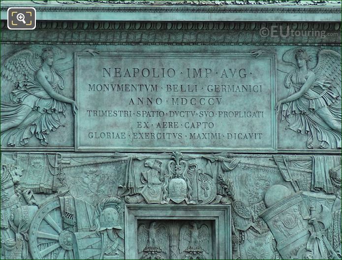 Emperor Napoleon inscription on Colonne de Vendome