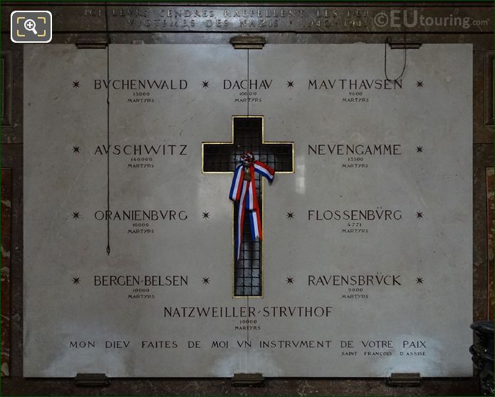 Wall of the Deportation memorial plaque, Compassion Chapel, Eglise Saint-Roch