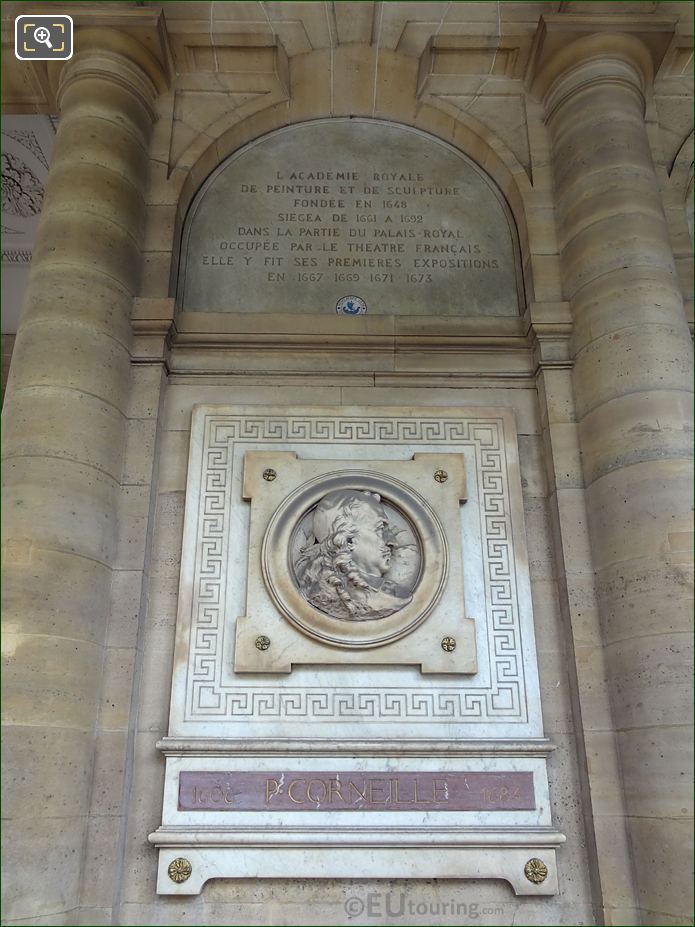 Comedie Francaise, Paris, Pierre Corneille sculpture and inscription