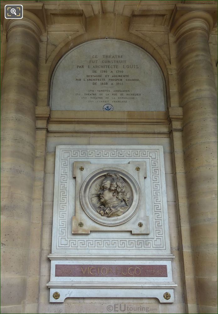 Comedie Francaise facade with Victor Hugo sculpture