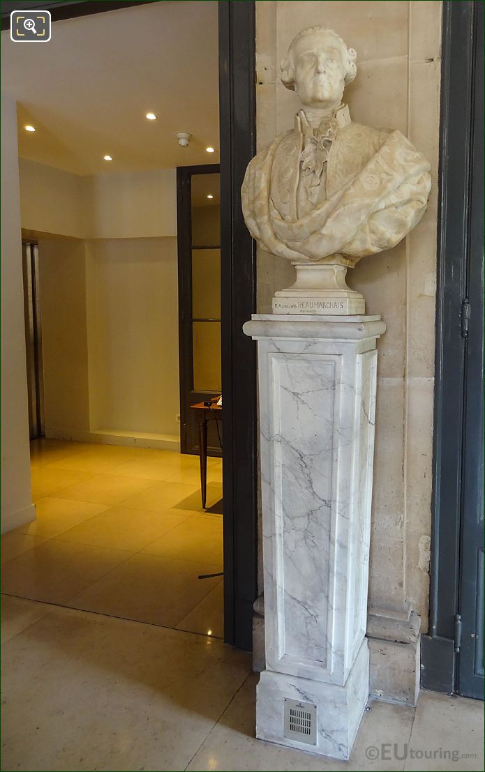 Beaumarchais bust on pedestal at Comedie Francaise, Paris