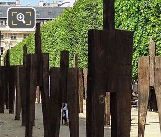 Wooden shapes of L'Homme Debout exhibition by Korean artist Chung Hyun