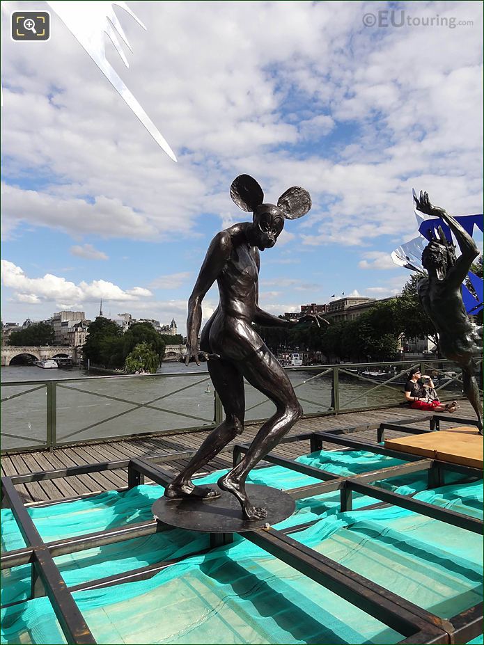 Mickey statue, La Passerelle Enchantee exhibition, Pont des Arts, Paris