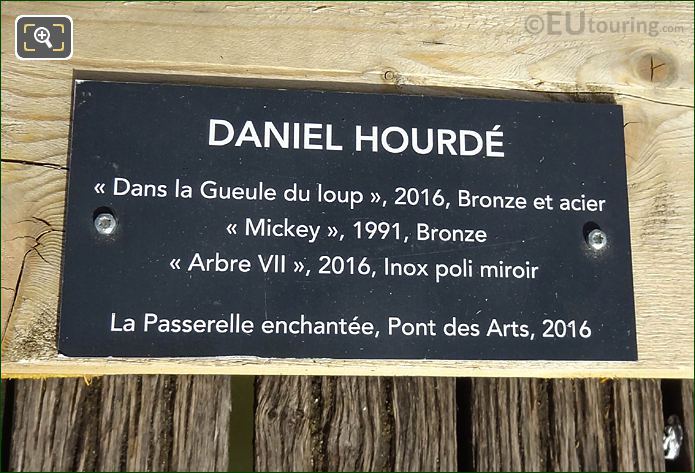 Info plaque for La Passerelle Enchantee temporary statue Mickey