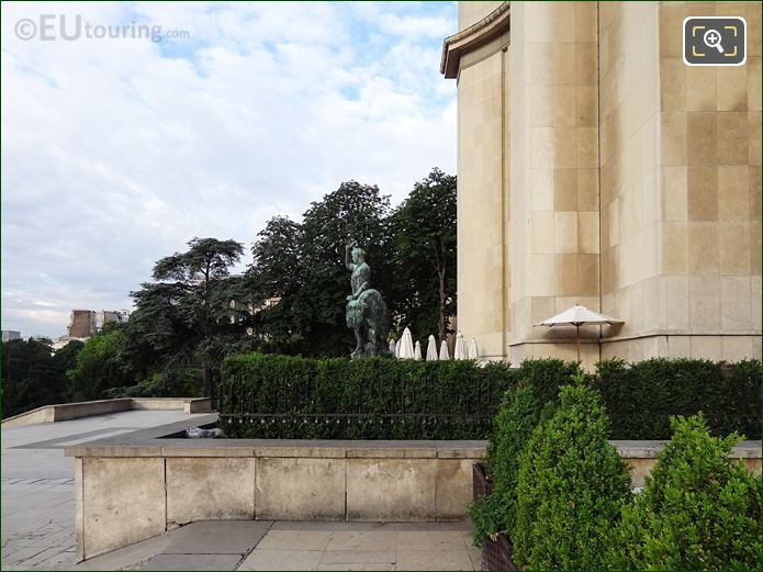 Wide angle Hercules and the Bull statue at Palais de Chaillot