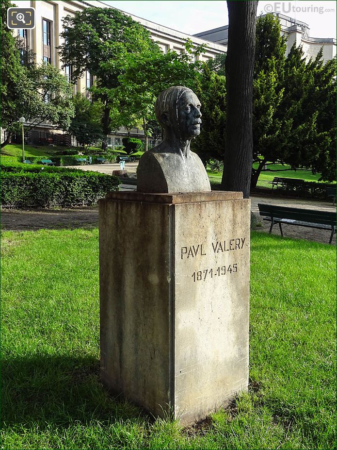 Paul Valery bust with Palais de Chaillot behind