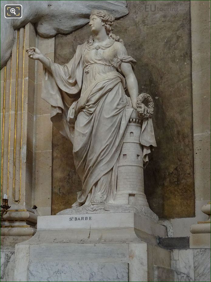 Sainte Barbe with mini tower statue in Eglise Saint-Roch