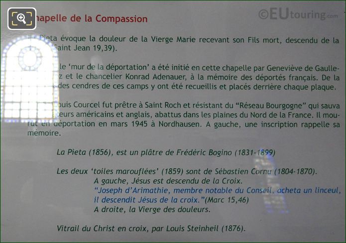 Tourist info for La Pieta statue group, Chapel of Compassion