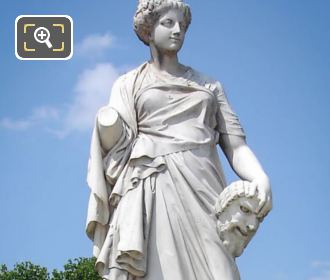 Statue named La Comedie in Tuileries Gardens in Paris