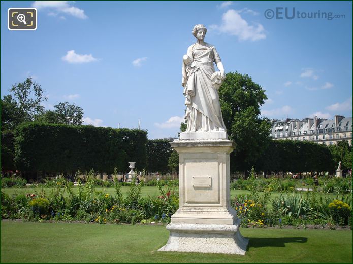 Julien Roux La Comedie statue in Grand Carre of Jardin des Tuileries