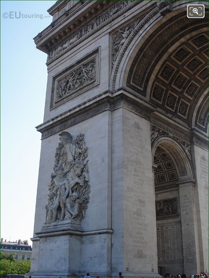 Arc de Triomphe north west corner with La Paix de 1815 sculpture