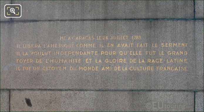 Simon Bolivar statue inscription