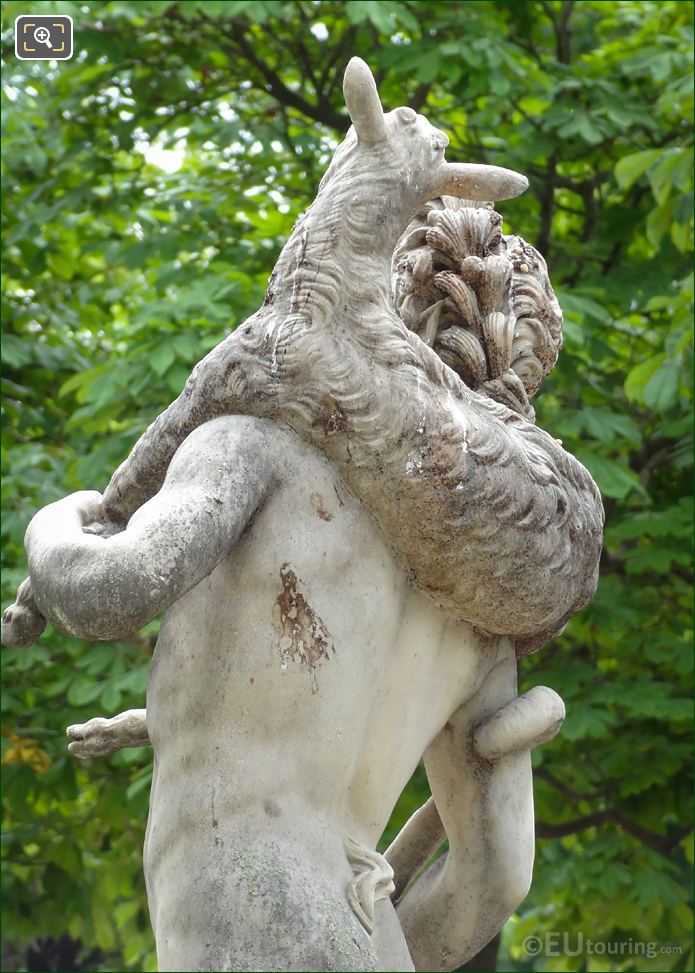 Young goat on Faune au Chevreau statue