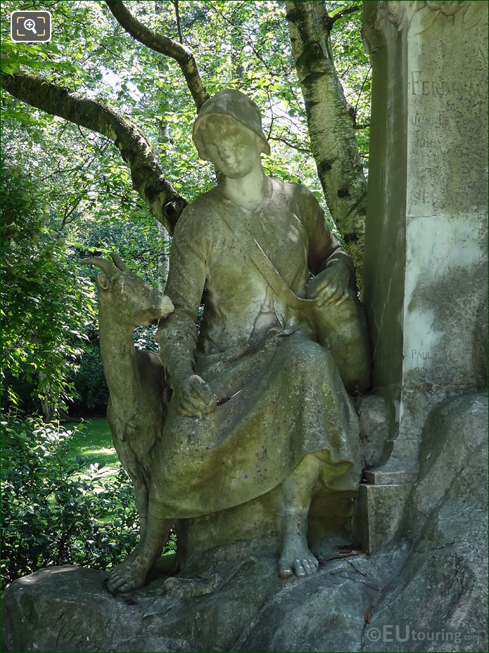 Shepherd and goat statues on Ferdinand Fabre monument