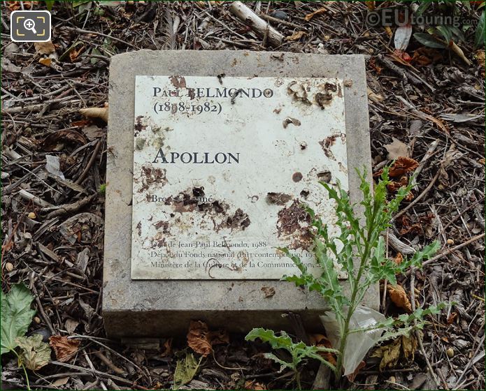 Tuilleries Gardens information plaque for Apollo statue