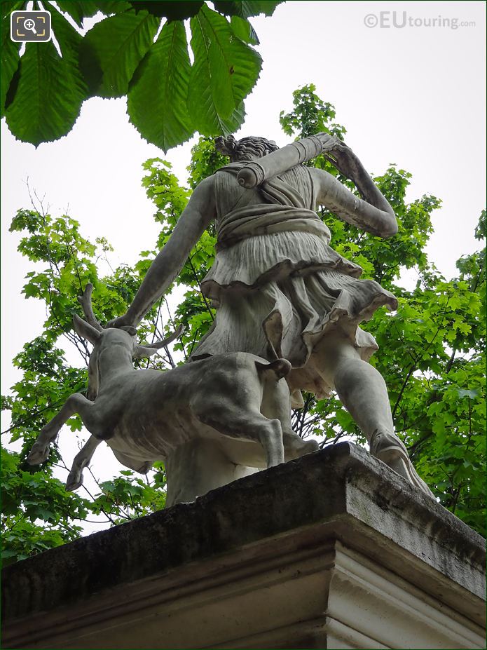 Back view of Goddess of the Hunt statue Diane a la Biche