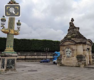 Ornate lamp, Strasbourg statue and pavilion by Jacques Ignace Hittorff