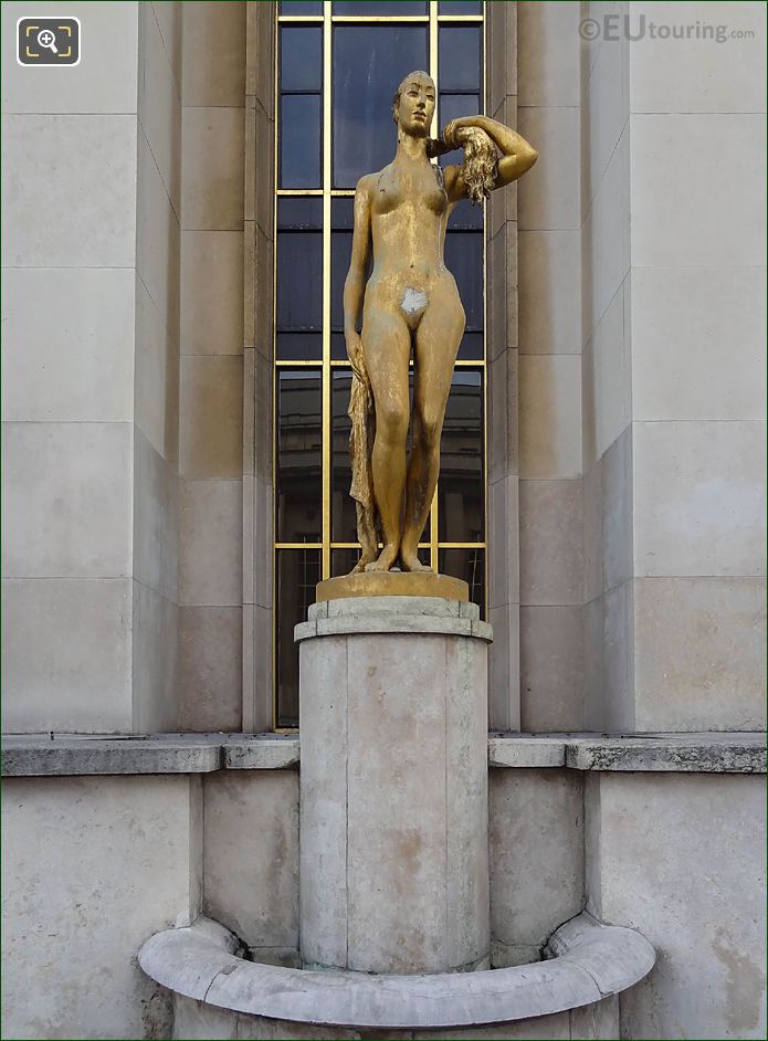 Le Matin statue on stone pedestal