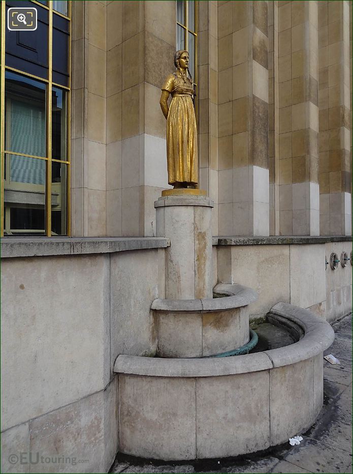 Les Fruits statue on stone pedestal