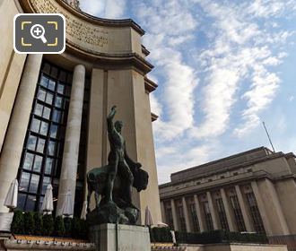 Panoramic of Palais Chaillot and Hercules and Bull statue