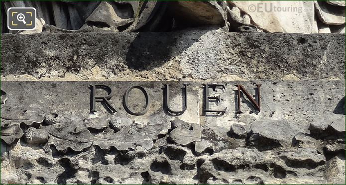 Rouen inscription on statue base