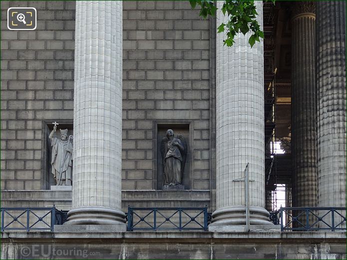 West facade Eglise de la Madeleine and Saint Michel statue