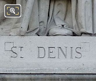 Pedestal inscription on Saint Denis statue