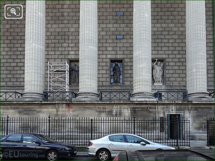 West facade Eglise de la Madeleine and Saint Anne statue, Paris