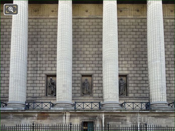 Eglise de la Madeleine portico with Saint Christine statue 