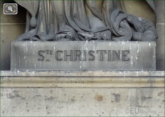 Saint Christine inscription on pedestal