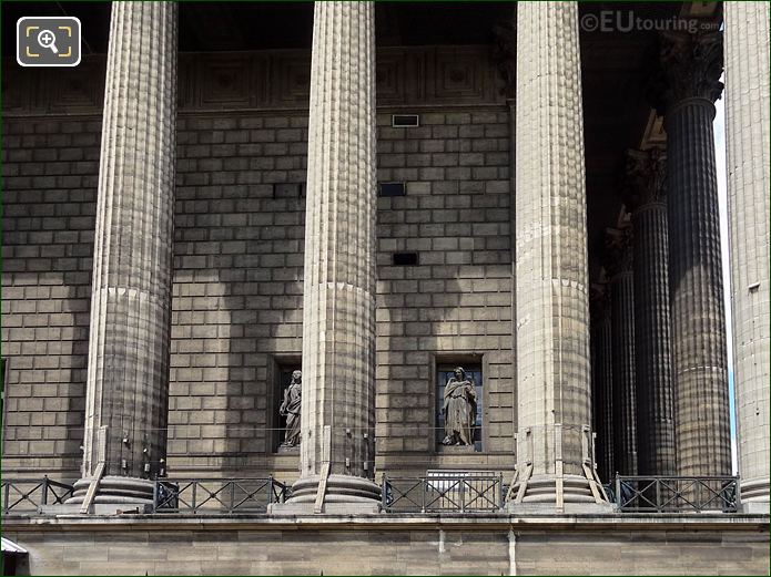 East facade Eglise de la Madeleine with Saint Raphael statue