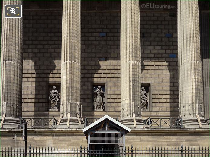 East facade Madeleine Church and Saint Gregory of Tours statue