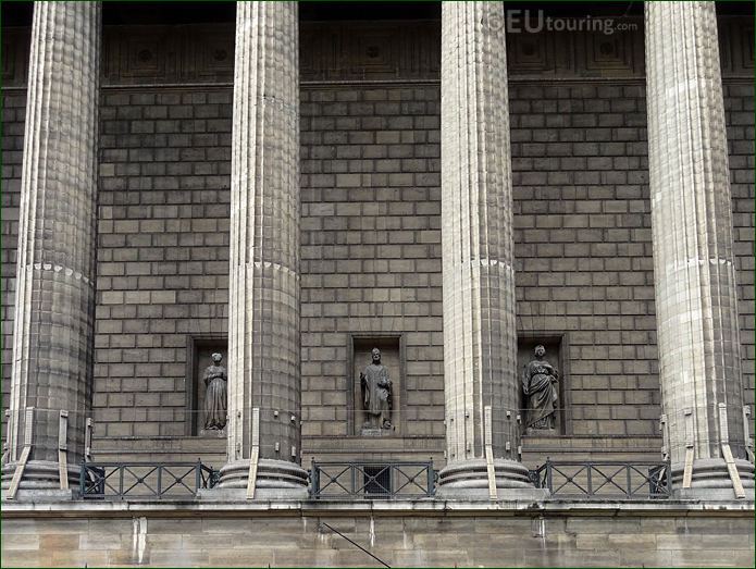 East facade of Madeleine Church and Saint Martin of Tours statue