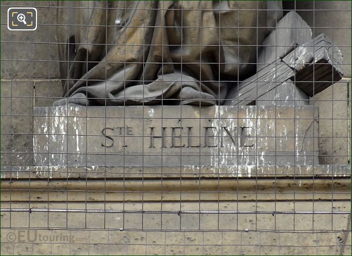 Sainte Helene inscription on statue pedestal