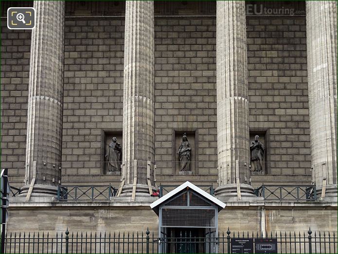 East facade Eglise de la Madeleine with columns and Sainte Adelaide statue