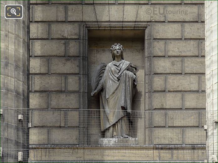 Madeleine Church Sainte Cecile statue with palm leaf