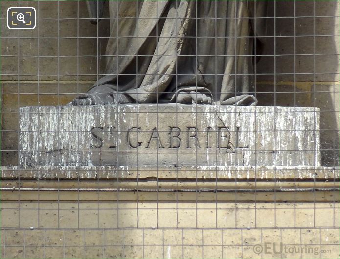 Saint Gabriel inscription on statue pedestal