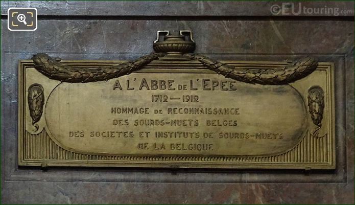 Brass plaque for Monument de l'Abbe de l'Epee at Eglise Saint-Roch