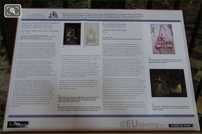 Info board for Cardinal Guillaume Dubois Monument at Eglise Saint-Roch