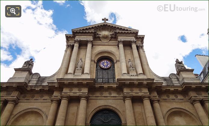 Eglise Saint-Roch Front Facade with right side Fathers of the Church statues