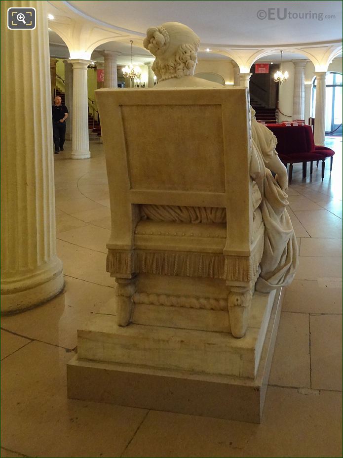 Back of Mademoiselle Mars seated statue, Comedie Francaise theatre