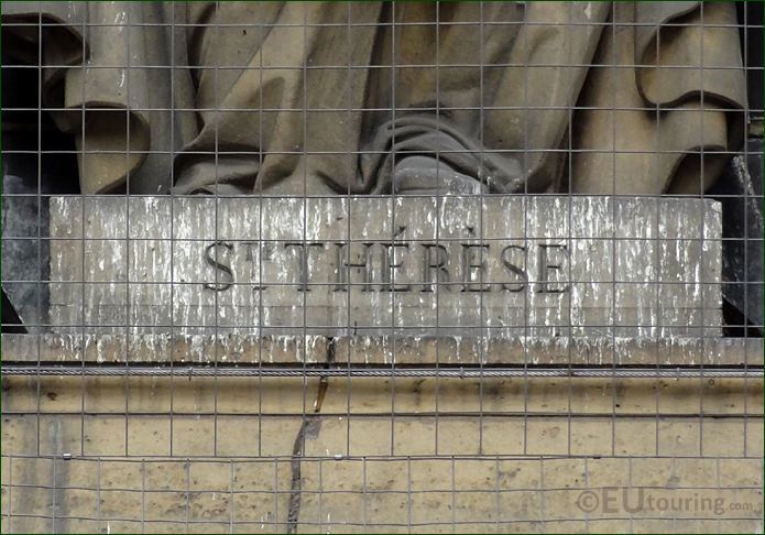 Base inscribed Saint Therese for Madeleine Church statue